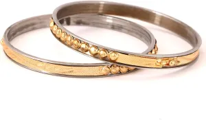 Meenakshi imitation Indian Ethnic Handcrafted Micro Gold Plated Bangali Noa Bangles Set of 2 Designer Traditional Jewelry Bangle Bracelets For Women