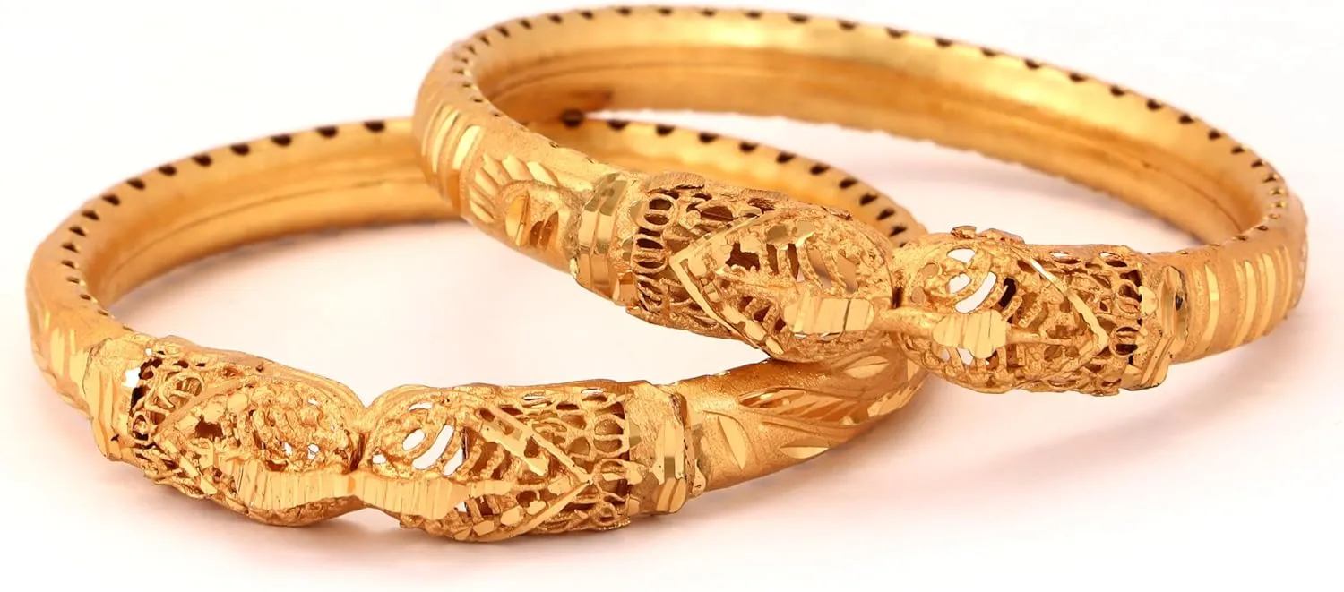 Meenakshi imitation Set of 2 Handmade Gold Plated Hathi Mukh Kangan Bangles Gift For Her Bollywood Designer Jewelry Bangle Bracelets In Gold Tone For Women