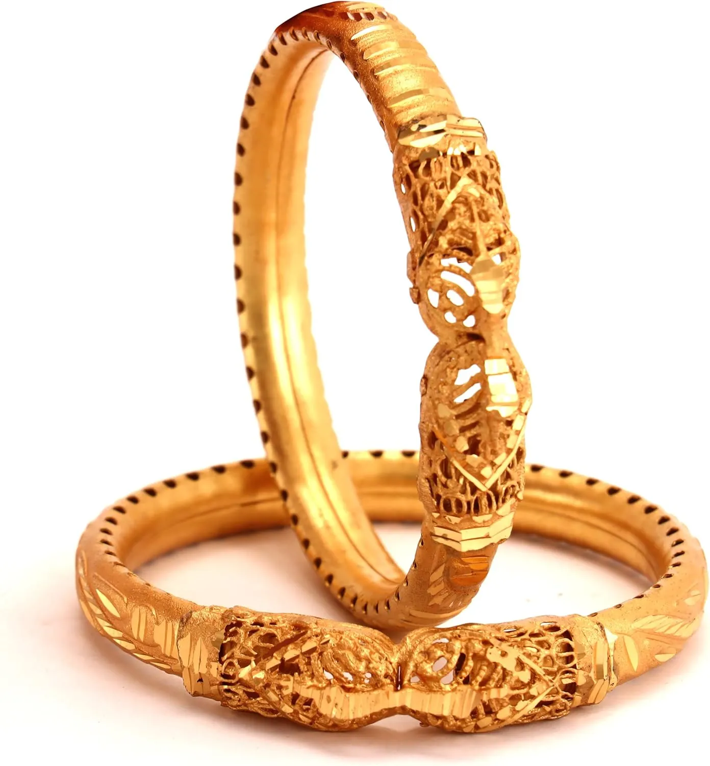 Meenakshi imitation Set of 2 Handmade Gold Plated Hathi Mukh Kangan Bangles Gift For Her Bollywood Designer Jewelry Bangle Bracelets In Gold Tone For Women