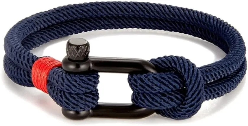 Men Black Stainless Steel U shape Survival Bracelet Outdoor Camping Rescue Emergency Shackle Rope Bracelet For Women