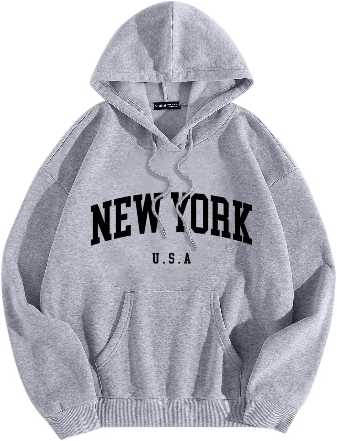 Men Hoodies New York Hoodies for Men Letter Print Oversized Sweatshirts Pullover Long Sleeve Drawstring Pockets Fashion Tops Unisex Today Deals Prime
