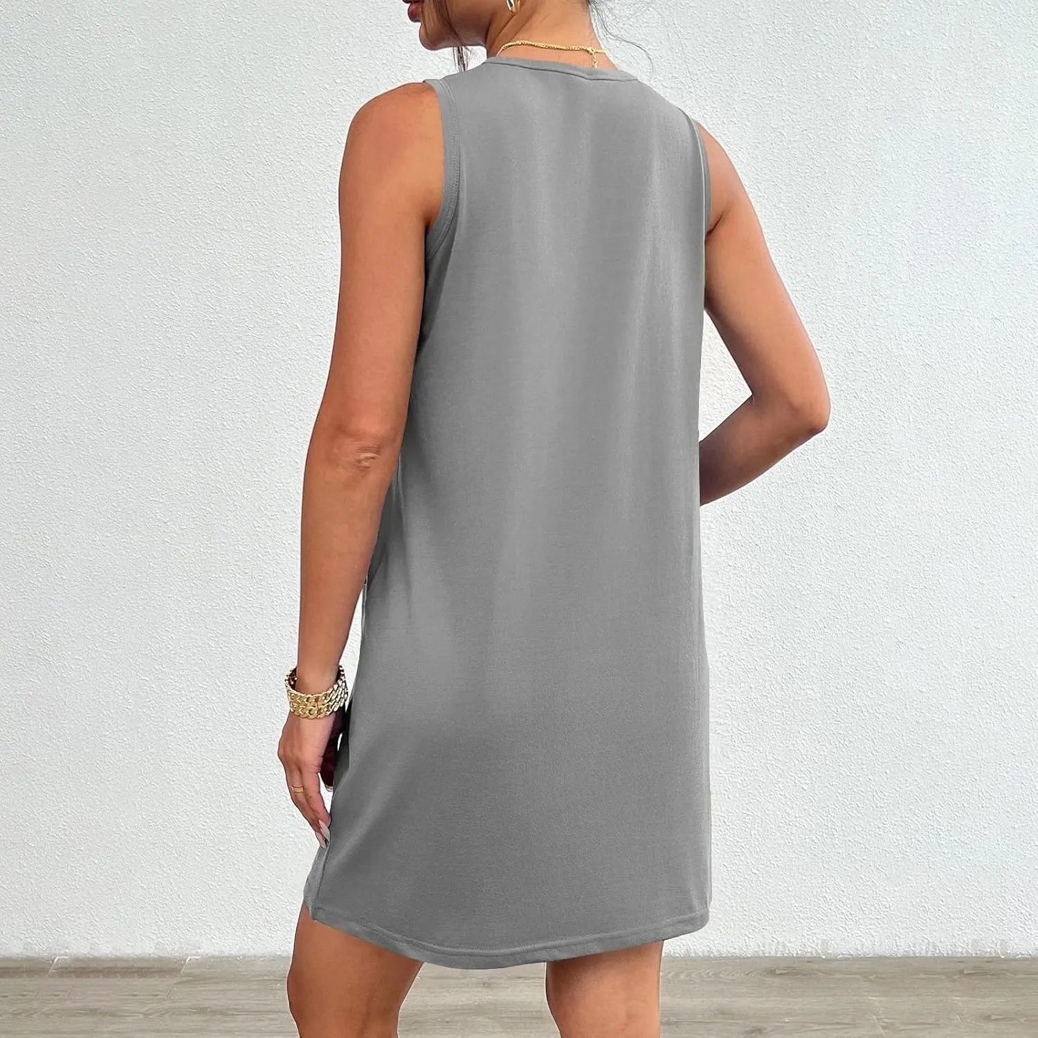 midelxp Tank Dresses for Women 2025 Casual Summer Sleeveless Dress with Pockets Boho Beach Dress Comfy Vacation Mini Sundress