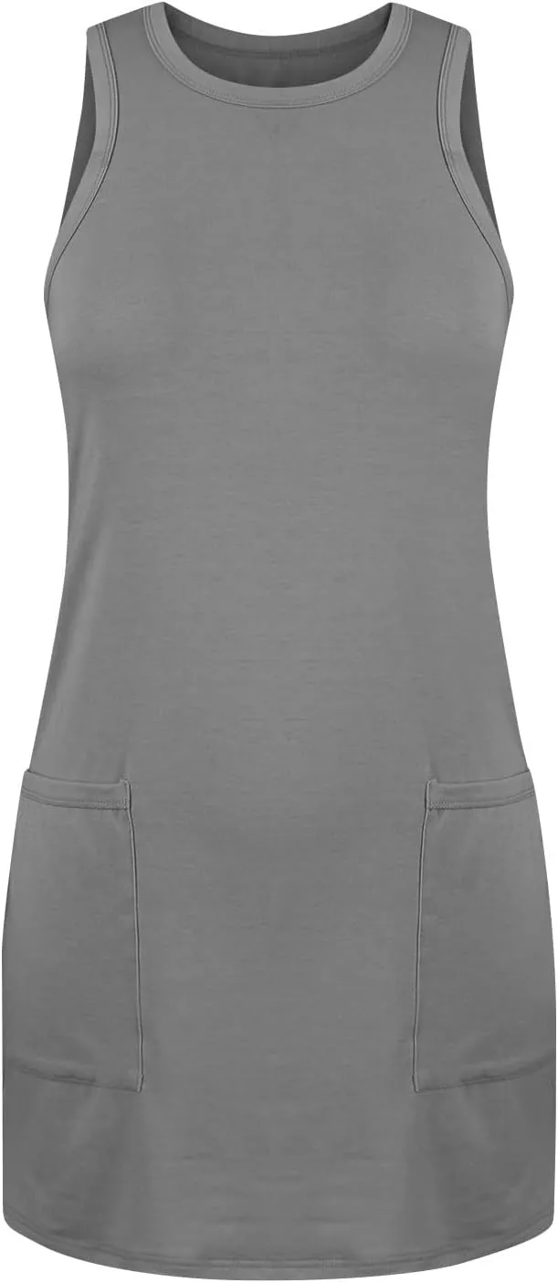 midelxp Tank Dresses for Women 2025 Casual Summer Sleeveless Dress with Pockets Boho Beach Dress Comfy Vacation Mini Sundress