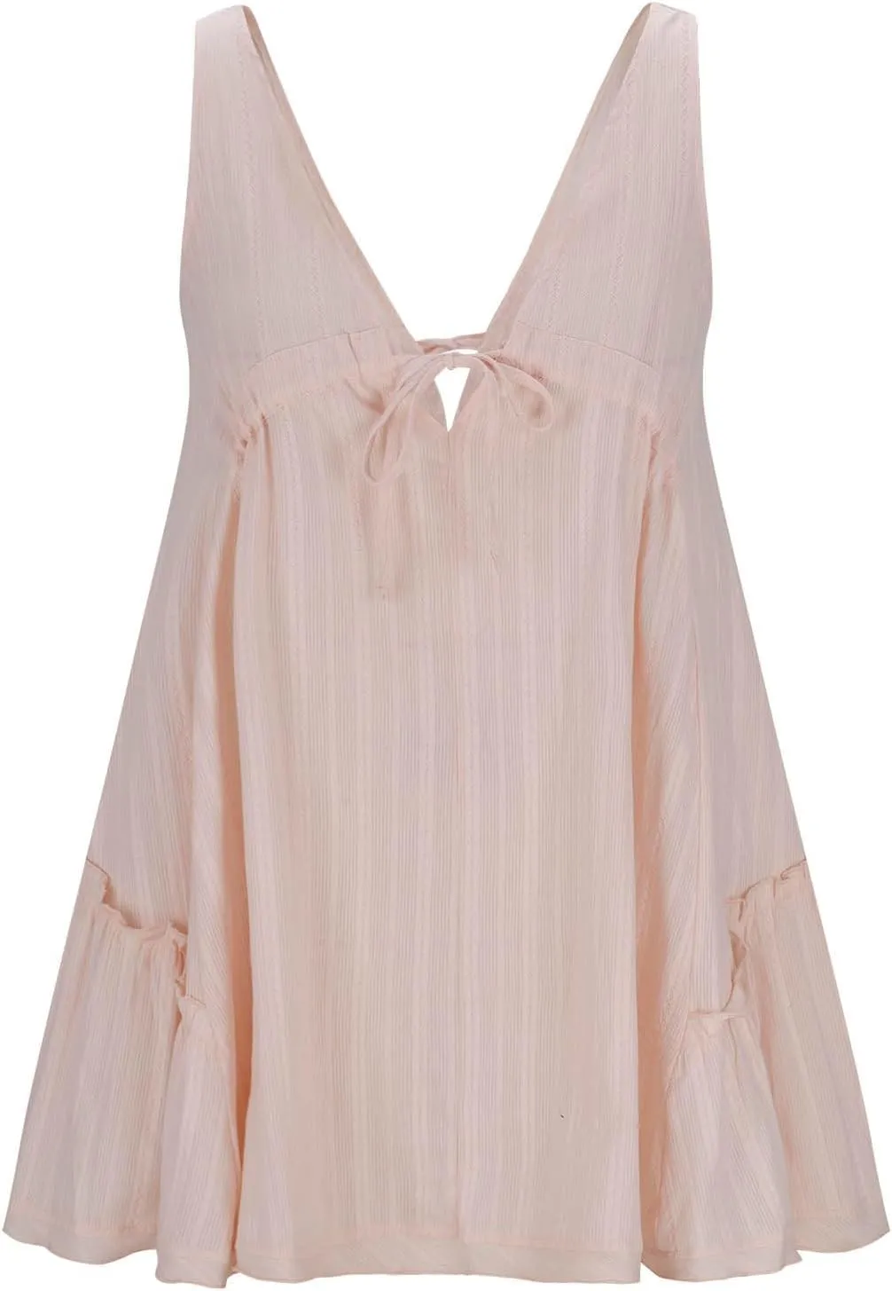 Mini Dress for Women Sexy Deep V Neck Front Tie Backless Sundress Casual Loose Fashion Sexy Sleeveless Beach Dresses