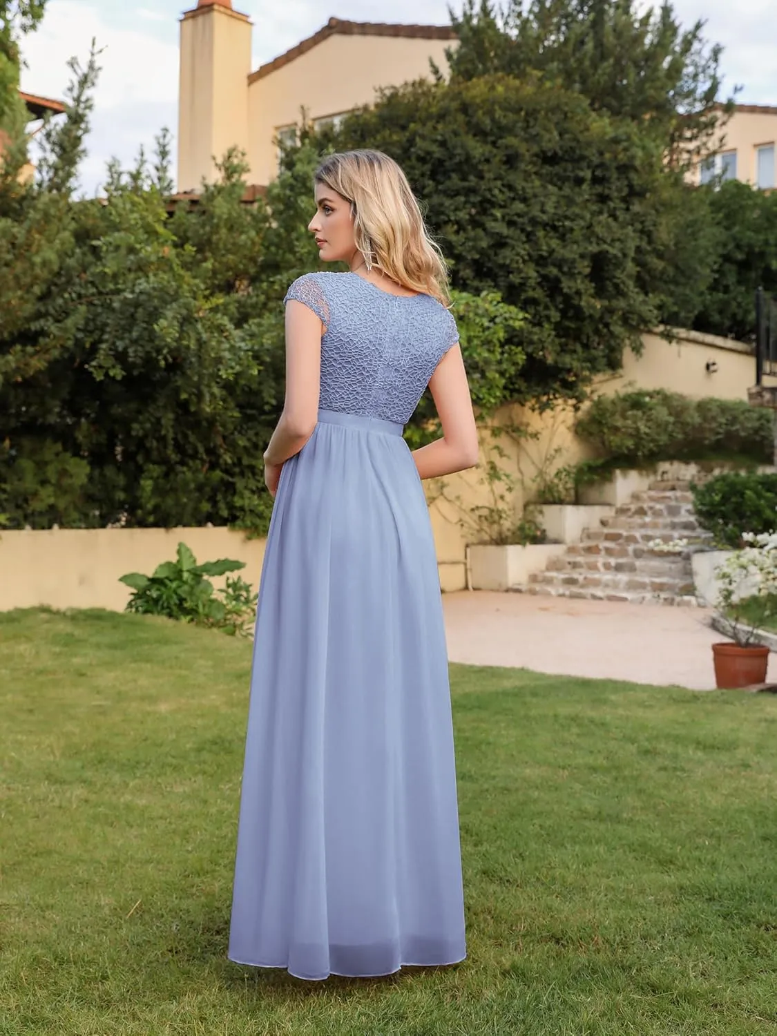 MisShow Cap Sleeve Prom Formal Dress for Women Long Evening Ball Gown