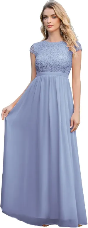 MisShow Cap Sleeve Prom Formal Dress for Women Long Evening Ball Gown