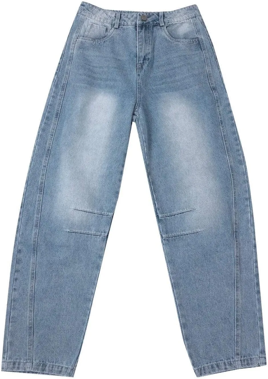 Miyaomn Vintage Barrel Jeans for Women High Waisted Wide Leg Baggy Cropped Harem Pants Y2k Boyfriend Stretch Denim Trousers