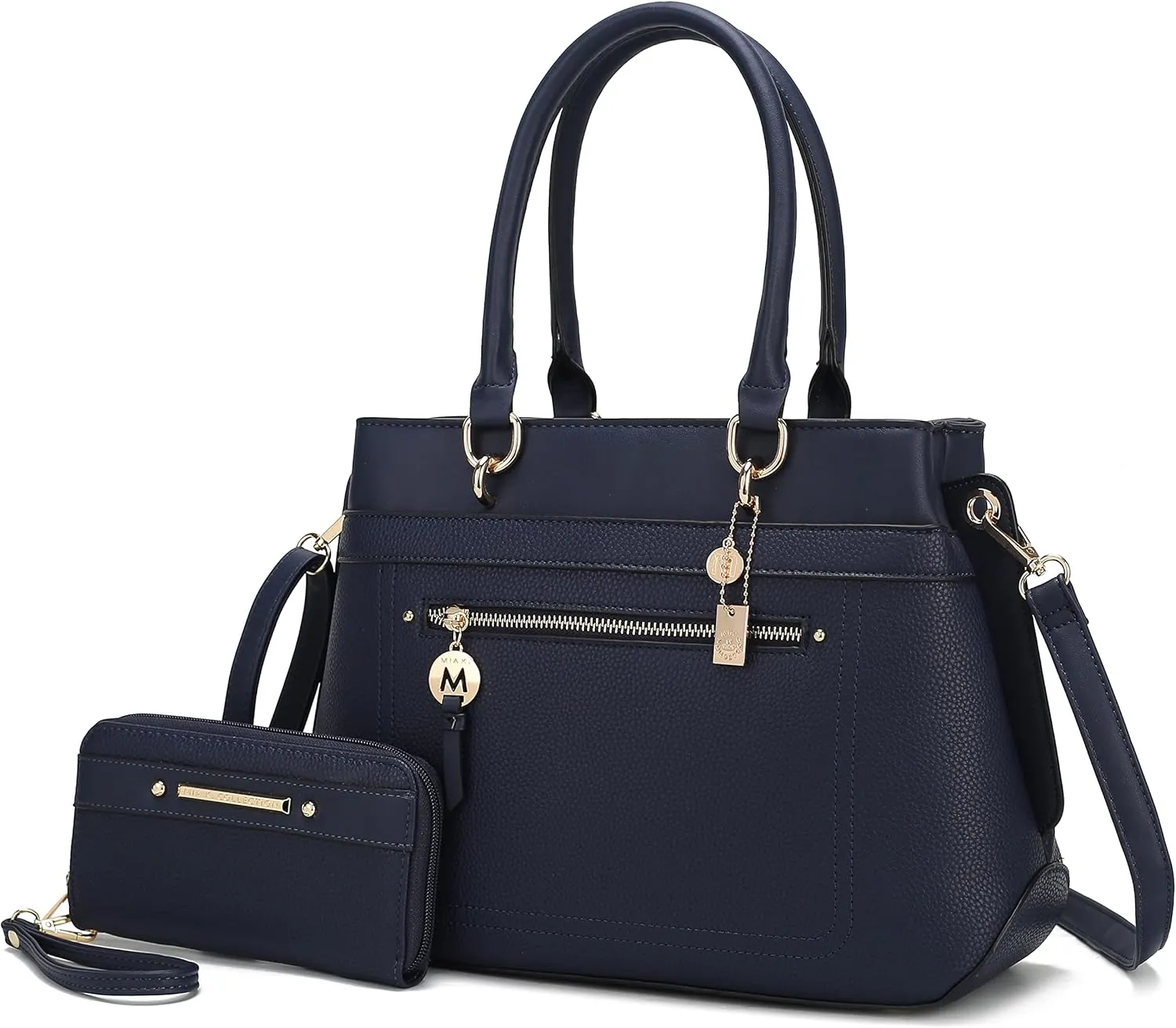 MKF Collection Satchel Tote Bag With Wristlet Wallet for Women, Vegan Leather Top-Handle Crossbody Handbag Purse by Mia K
