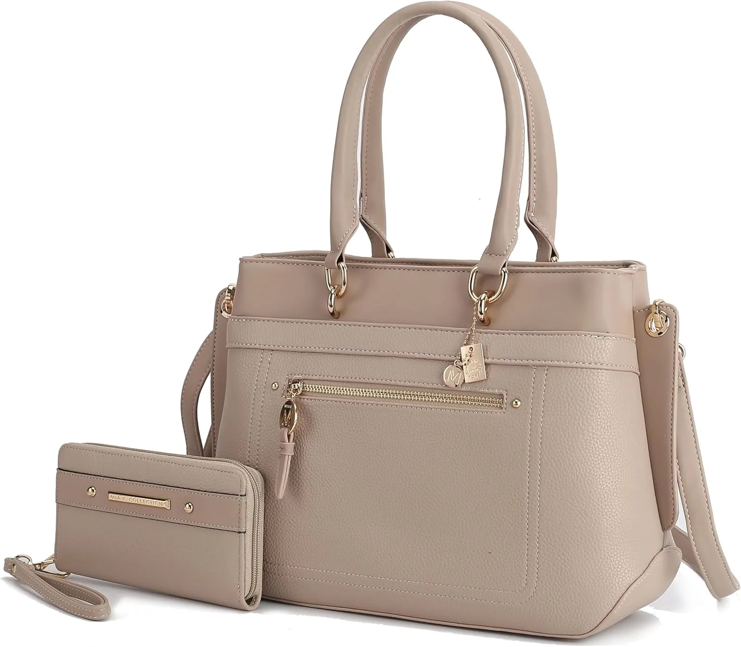 MKF Collection Satchel Tote Bag With Wristlet Wallet for Women, Vegan Leather Top-Handle Crossbody Handbag Purse by Mia K