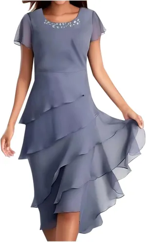 Mother of The Bride Dresses for Women Wedding Guest Dress Chiffon Long Sleeve Formal Evening Dress Bodycon Dress