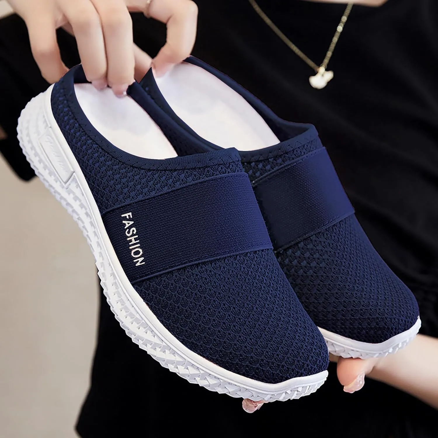 Mules Clogs for Women Diabetic Air-Cushion Slip-On Walking Shoes Lightweight Platform Mesh Mules Sneaker Sandals Orthopedic Slippers Backless Sneakers