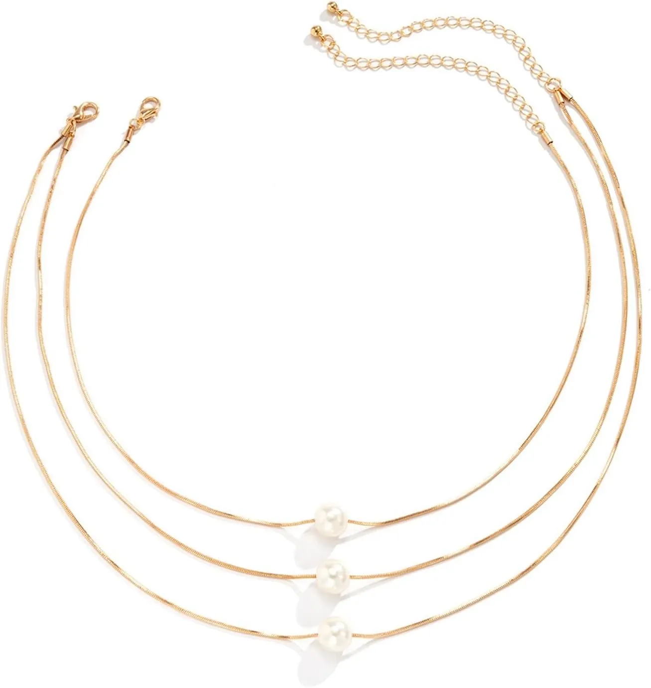 Multilayer Necklaces for Women, Dainty Layering Necklaces for Women Pearl Pendant Chain Necklaces Jewelry Gifts for Birthday Wedding, 3 Pieces