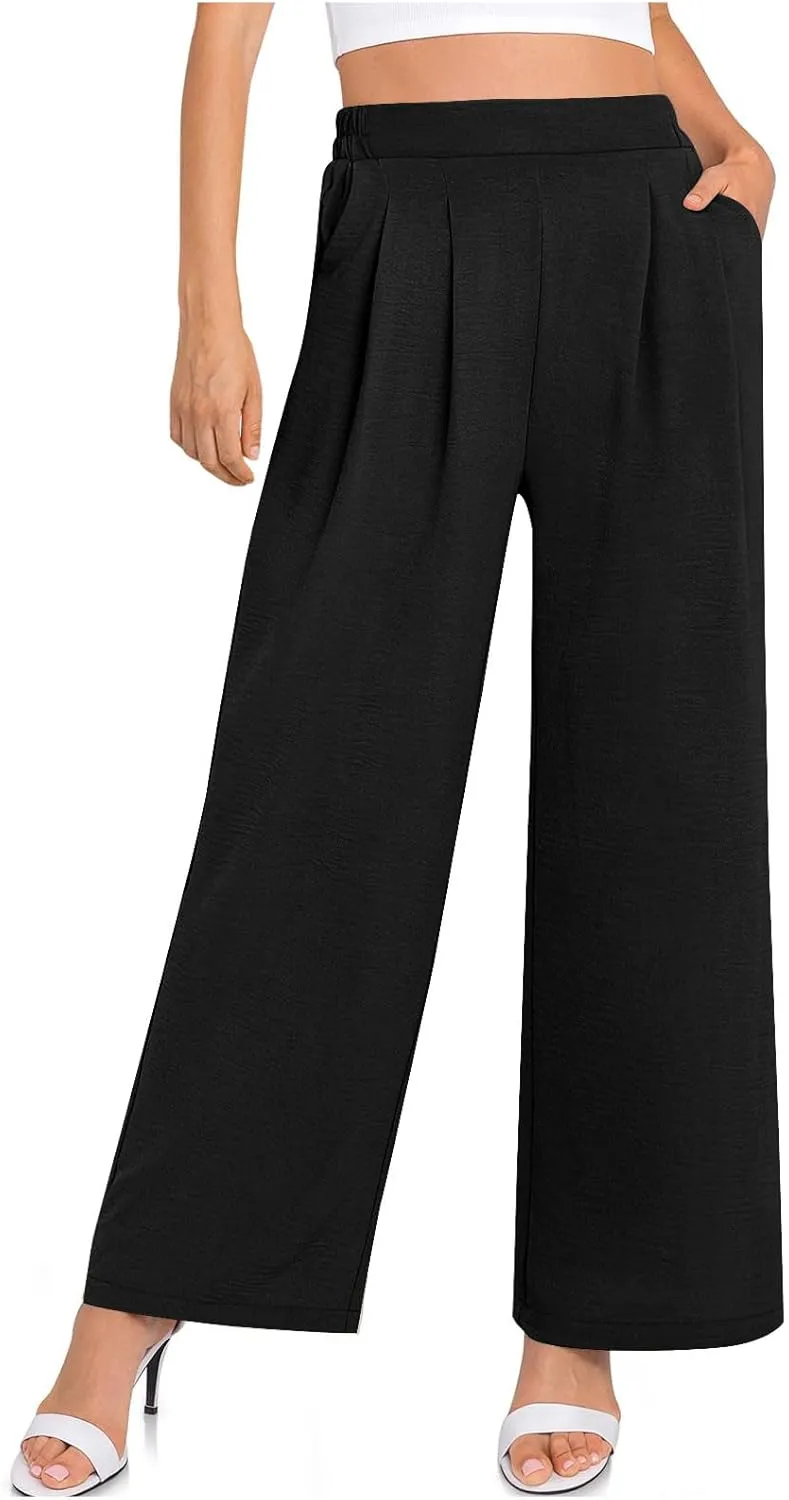NaRHbrg Wide Leg Pants for Women High Waist Casual Long Palazzo Pants Work Business Casual Dress Pants Work Office Trousers
