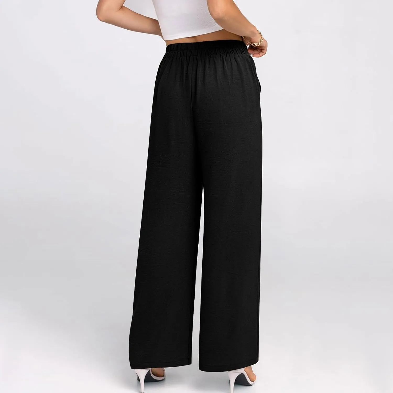 NaRHbrg Wide Leg Pants for Women High Waist Casual Long Palazzo Pants Work Business Casual Dress Pants Work Office Trousers