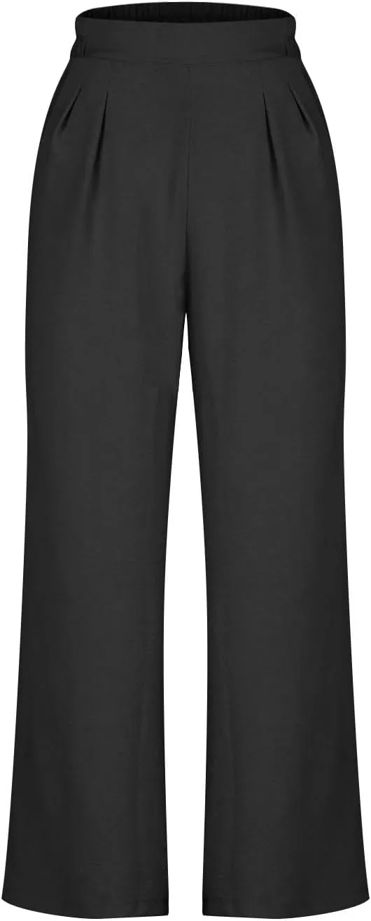 NaRHbrg Wide Leg Pants for Women High Waist Casual Long Palazzo Pants Work Business Casual Dress Pants Work Office Trousers
