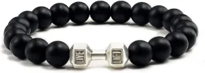 Natural Black Volcanic Lava Stone Dumbbell Bracelet black Matte Beads Bracelets For Women Men Fitness Barbell Jewelry,Black Matte 1,17cm