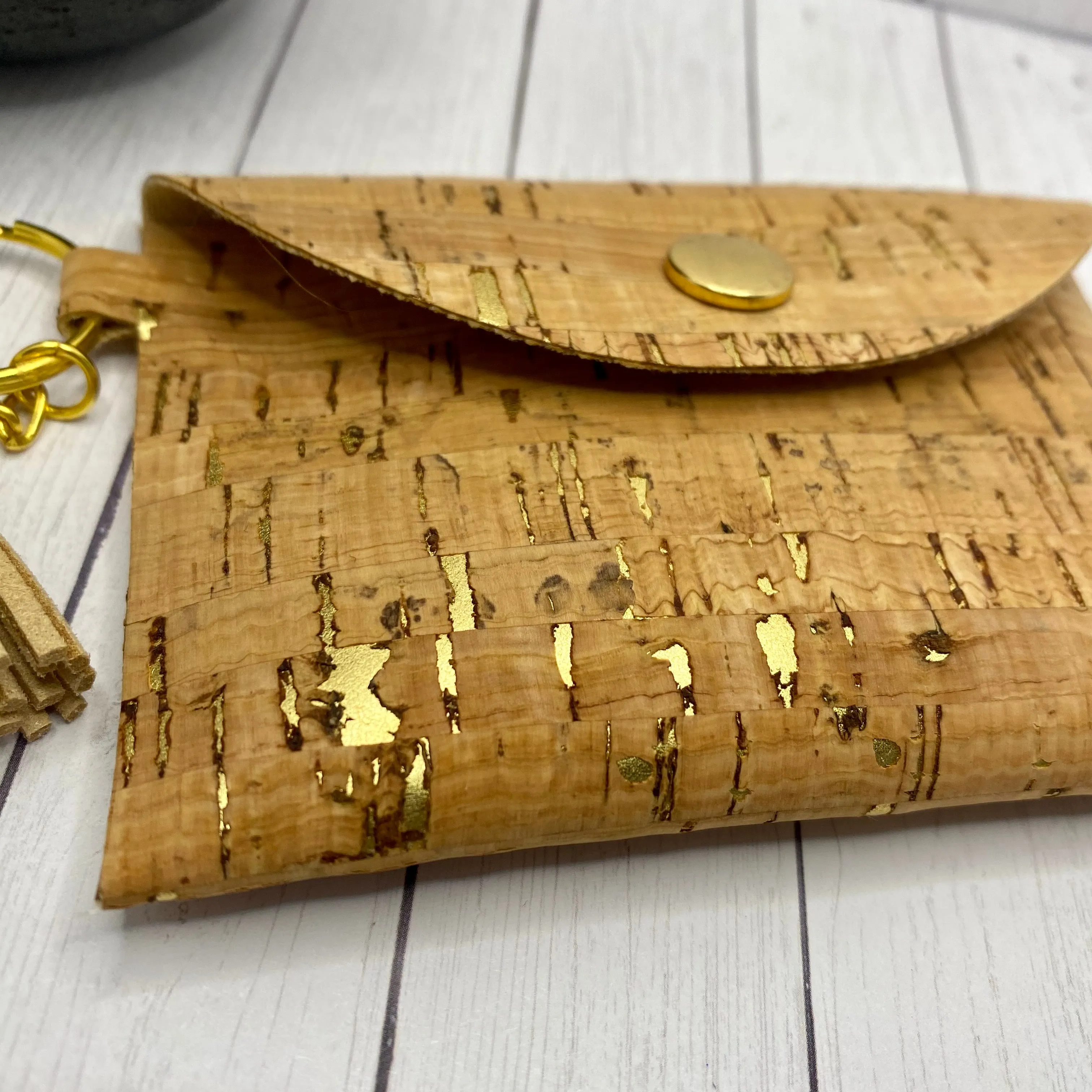 Natural Cork and Gold ID Wallet Mask Holder