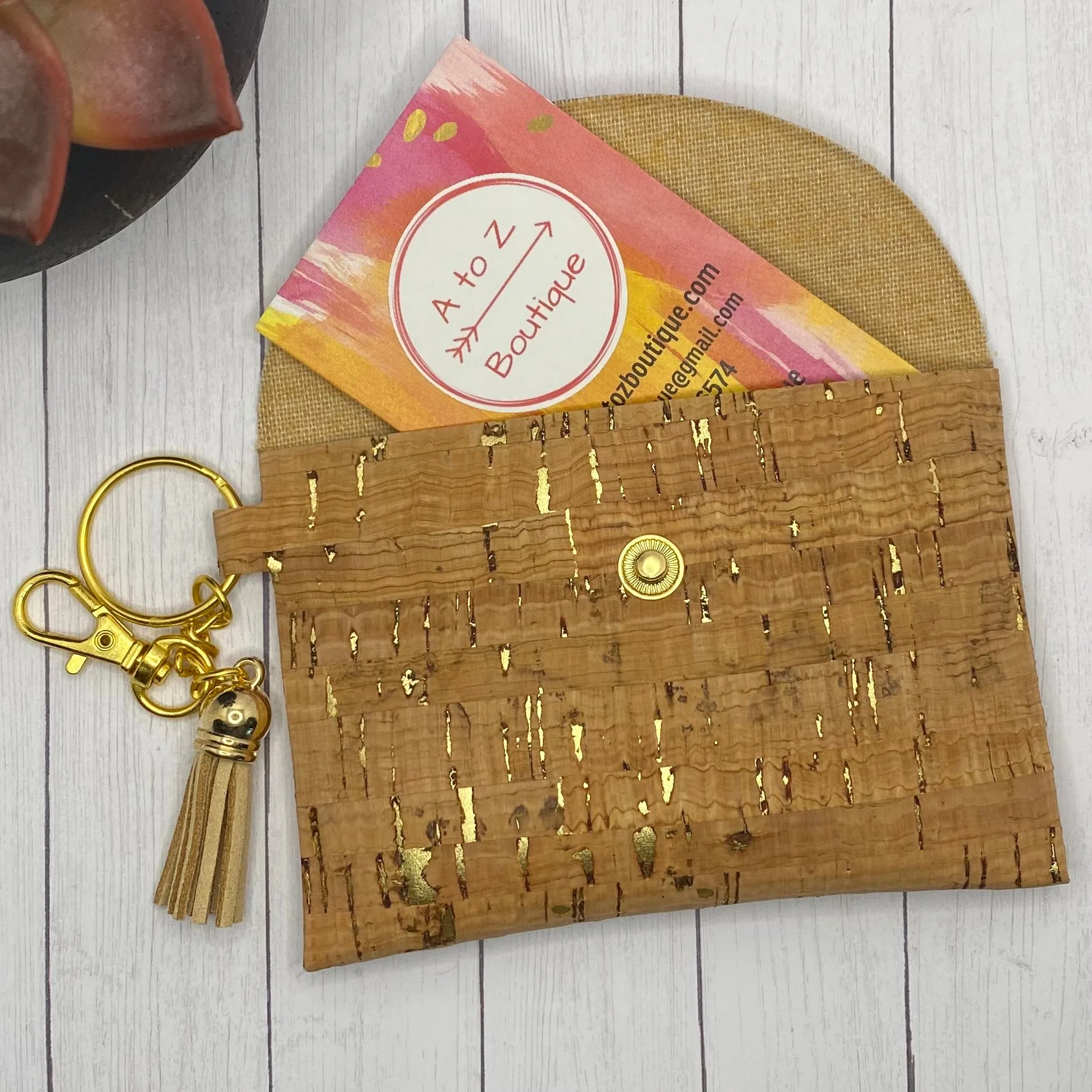 Natural Cork and Gold ID Wallet Mask Holder