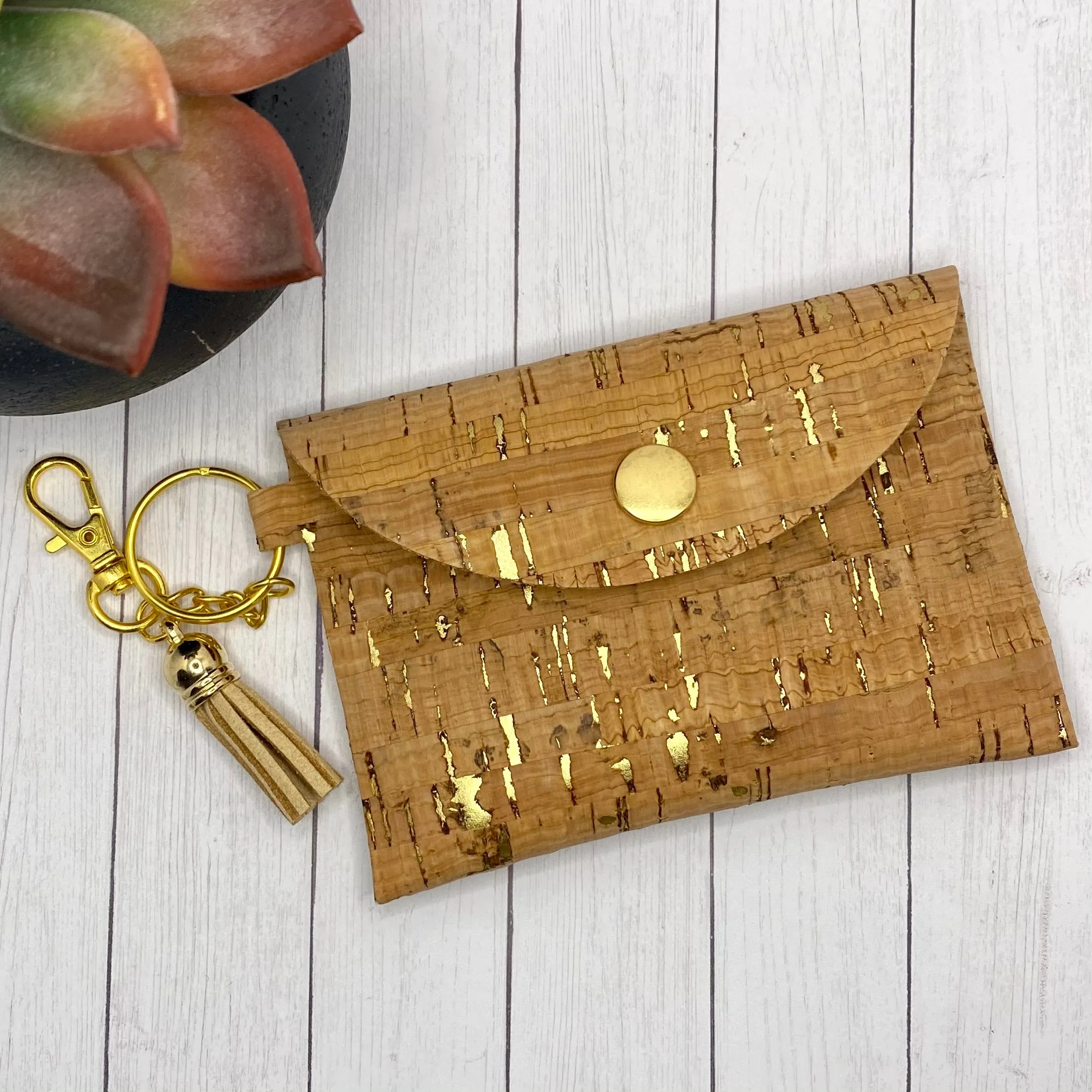 Natural Cork and Gold ID Wallet Mask Holder