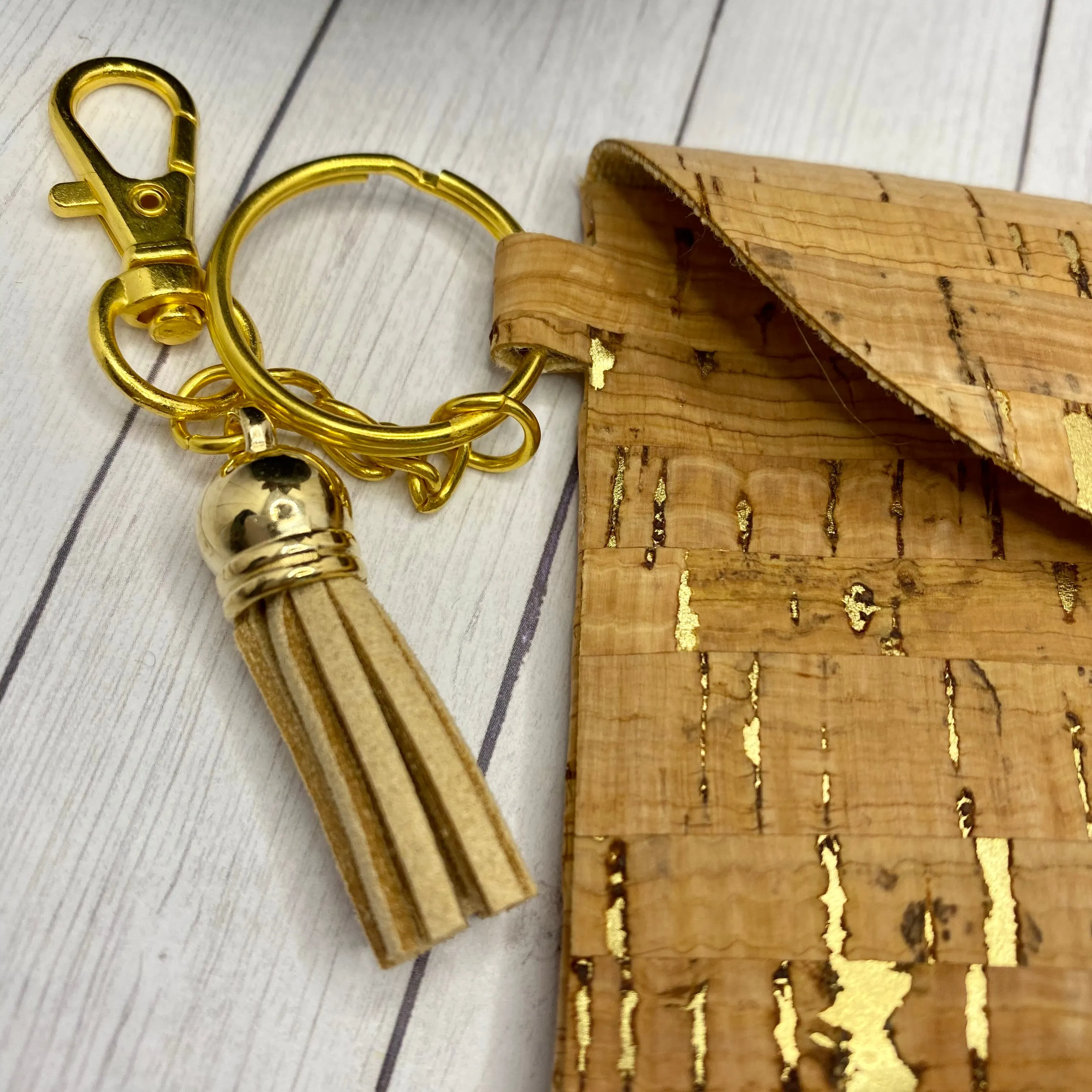 Natural Cork and Gold ID Wallet Mask Holder