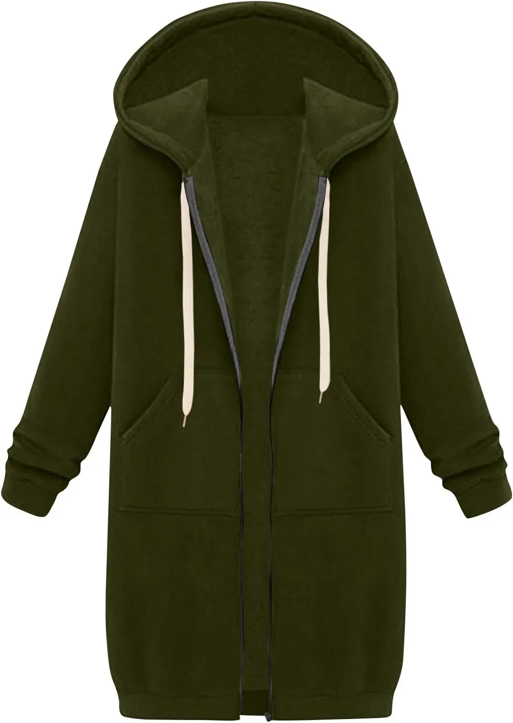 NBXNZWF Women's Zip Up Hoodies 2025 Fall Casual Oversized Fleece Long Tunic Long Sleeve Sweatshirts Jackets With Pockets