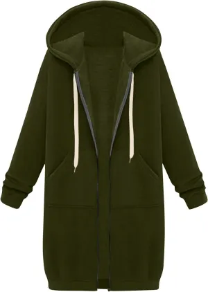 NBXNZWF Women's Zip Up Hoodies 2025 Fall Casual Oversized Fleece Long Tunic Long Sleeve Sweatshirts Jackets With Pockets