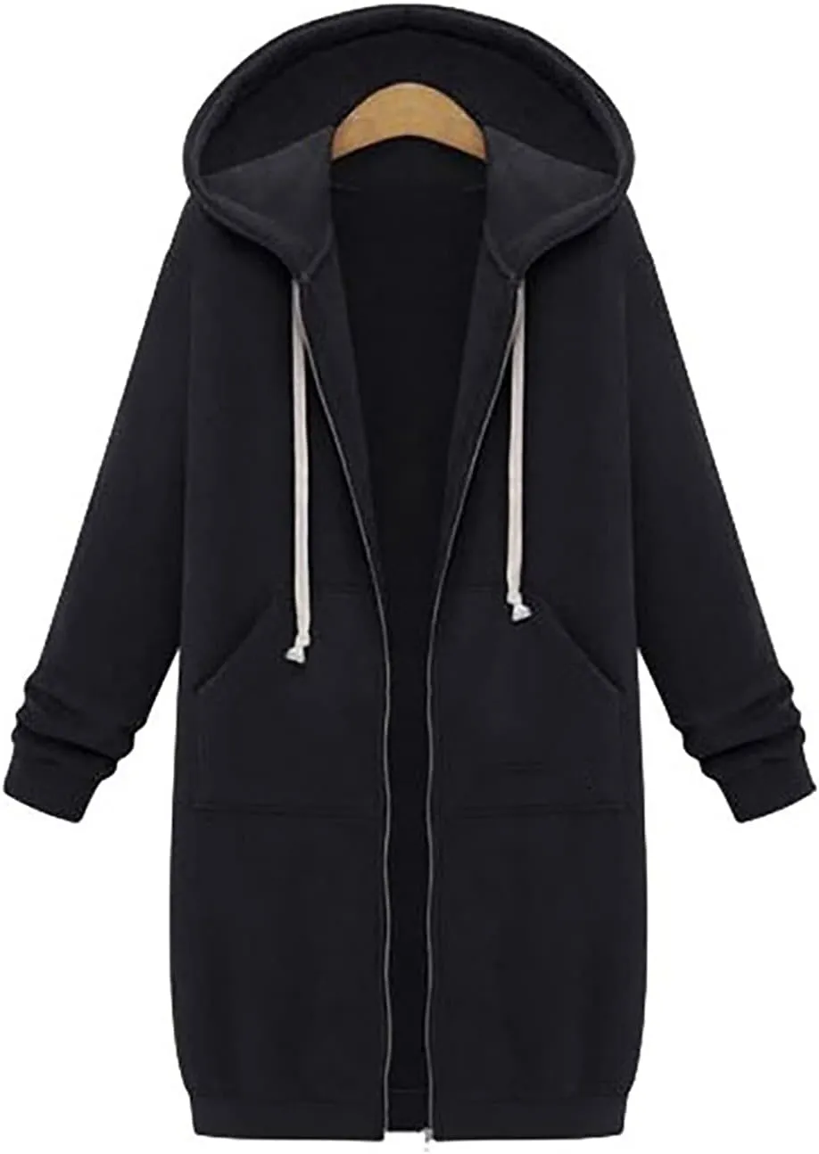 NBXNZWF Womens Zip Up Hoodies Fall Oversize Fleece Jacket Long Sleeve Hooded Lightweight Tunic Sweatshirt With Pockets