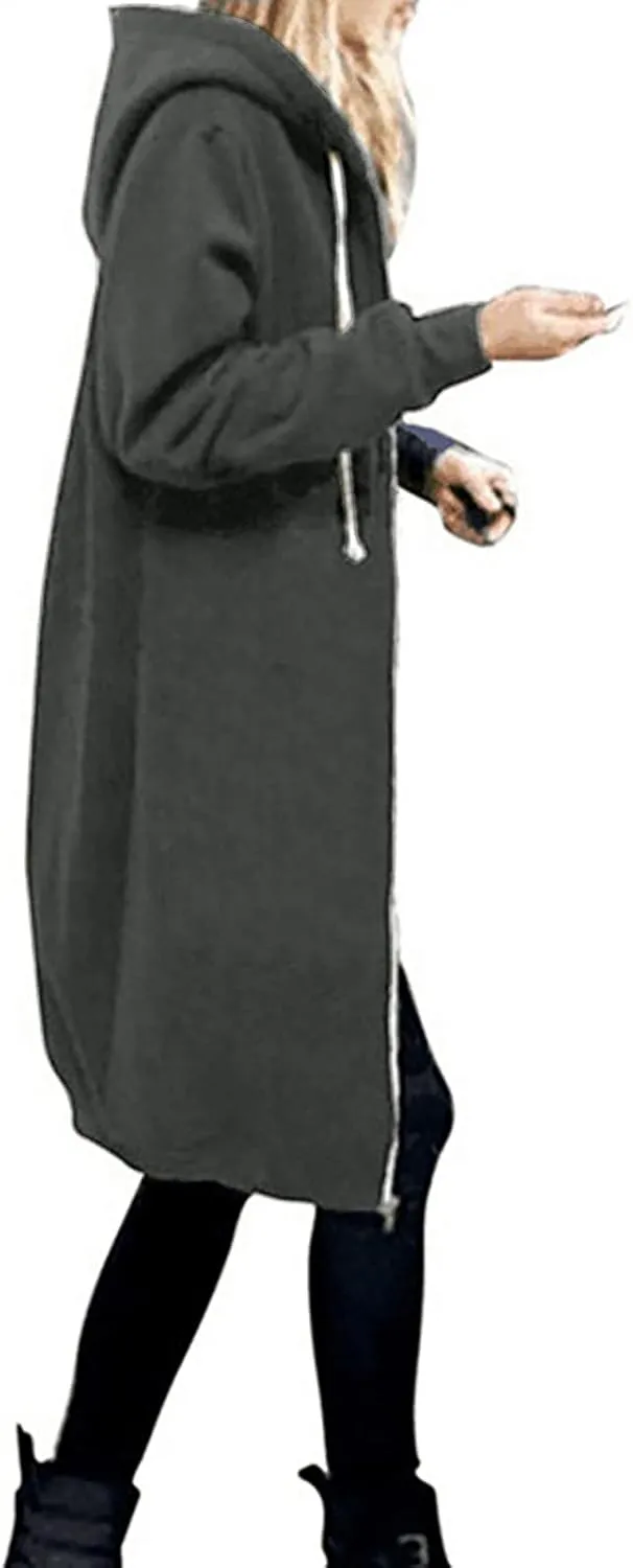 NBXNZWF Womens Zip Up Hoodies Fall Oversize Fleece Jacket Long Sleeve Hooded Lightweight Tunic Sweatshirt With Pockets