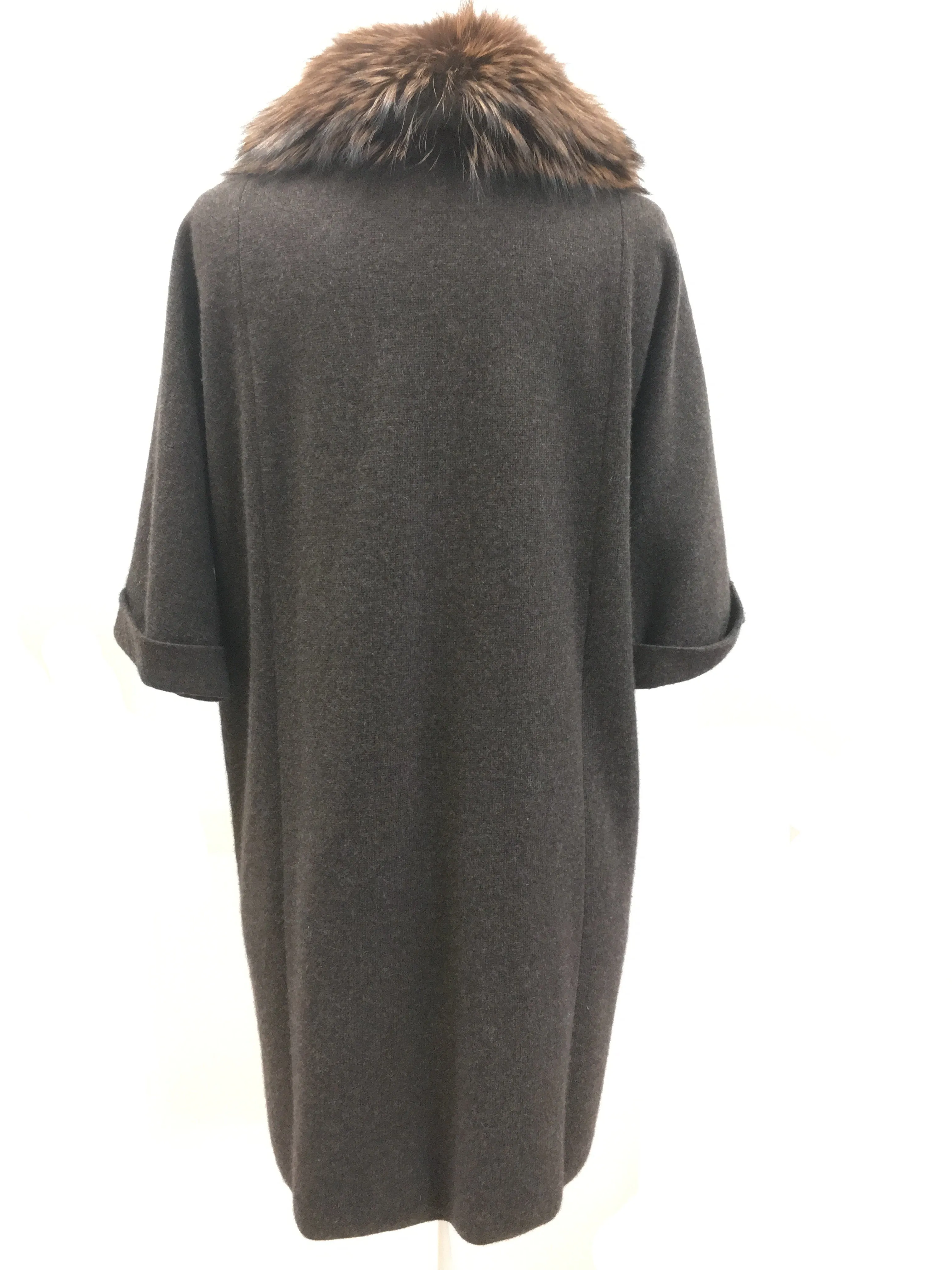 NEIMAN MARCUS CASHMERE COLLECTION CARDIGAN W/. FOX COLLAR