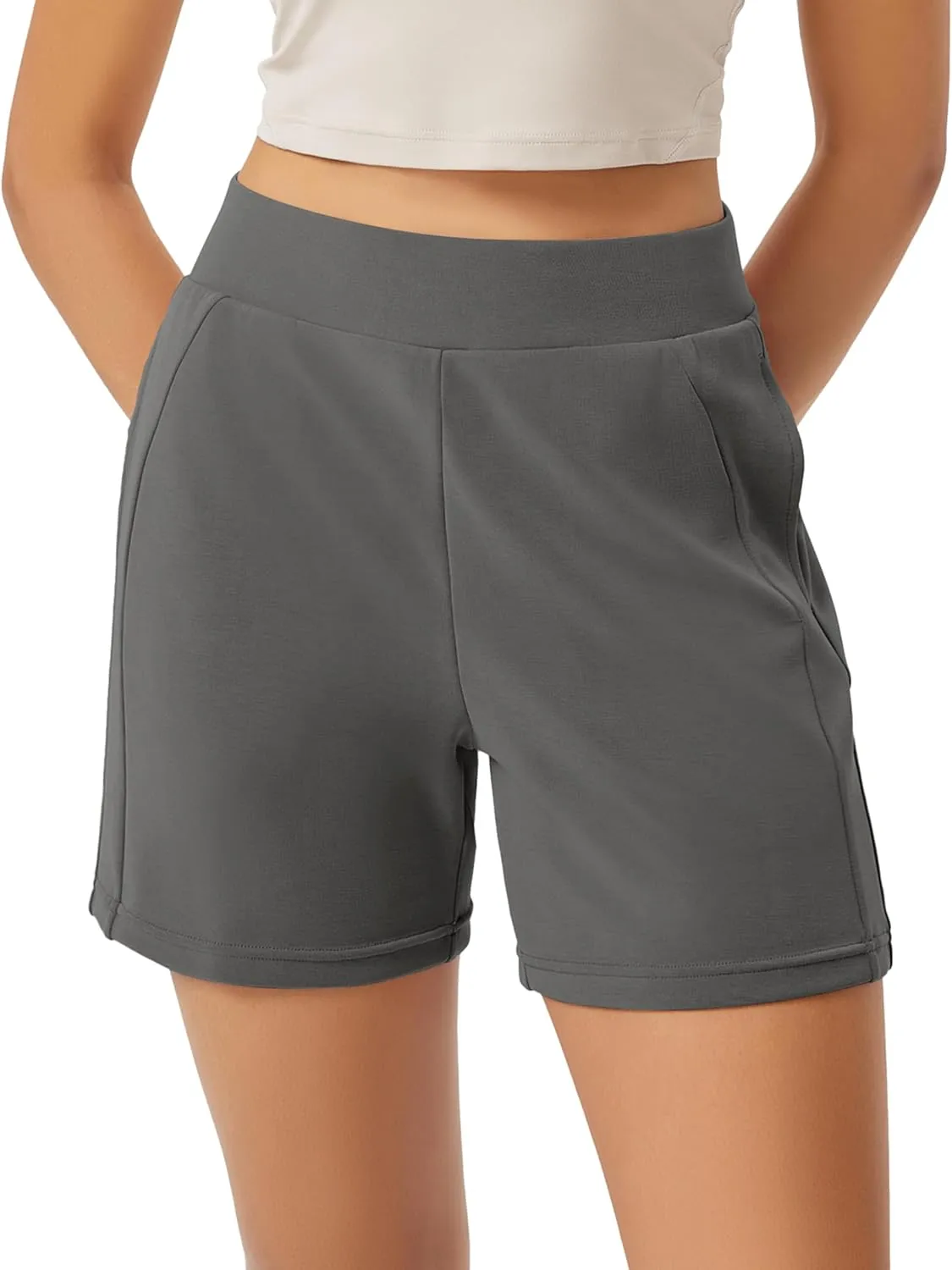 ODODOS Women's Modal Soft Casual Shorts with Pockets High Waist Comfy Lounge Shorts- 5" Inseam