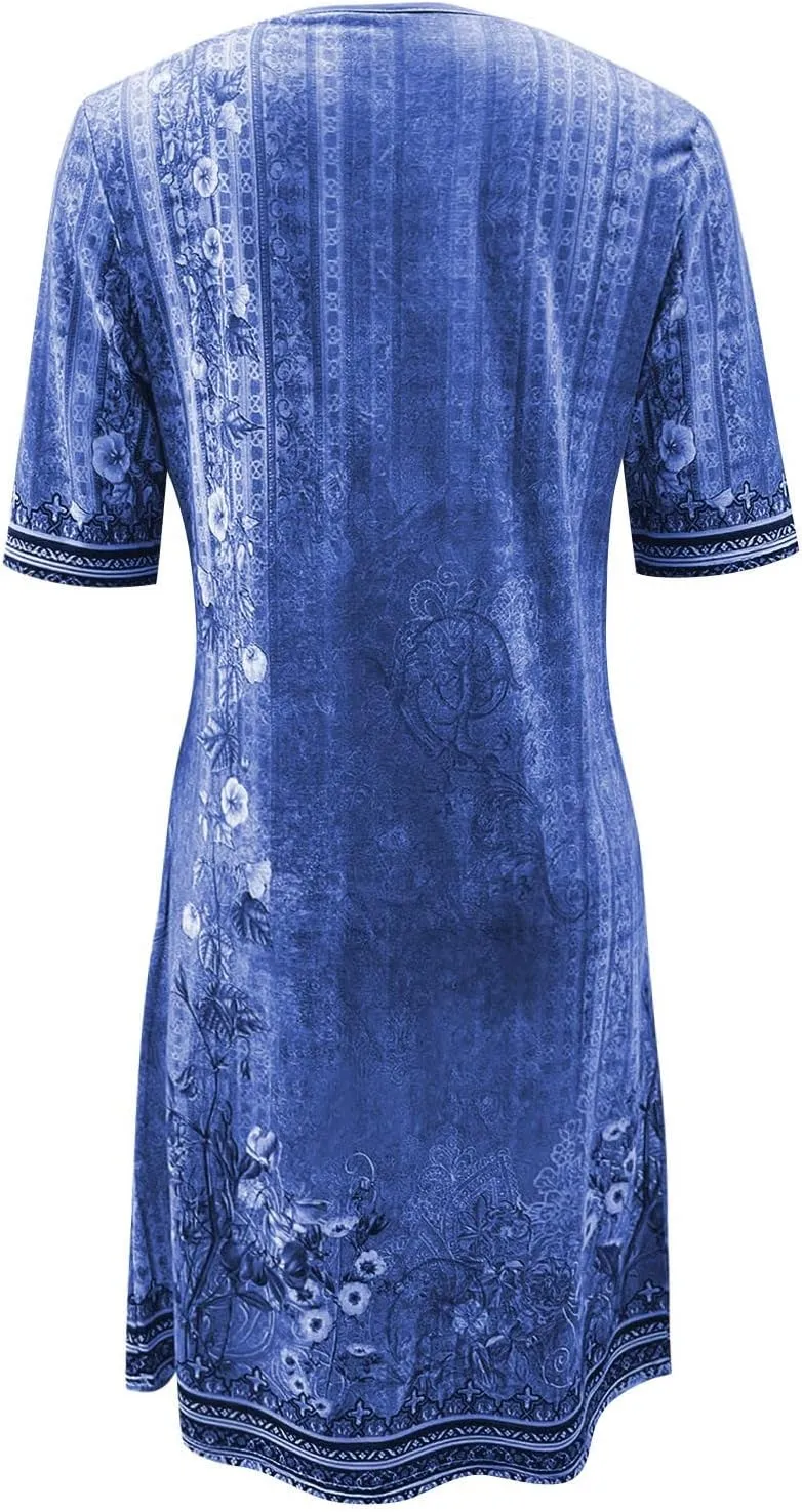 OIOLOYJM Plus Size Summer Dresses for Women 2025 Plus Size Dresses for Curvy Women 3/4 Sleeve Casual Boho Kaftan Dresses