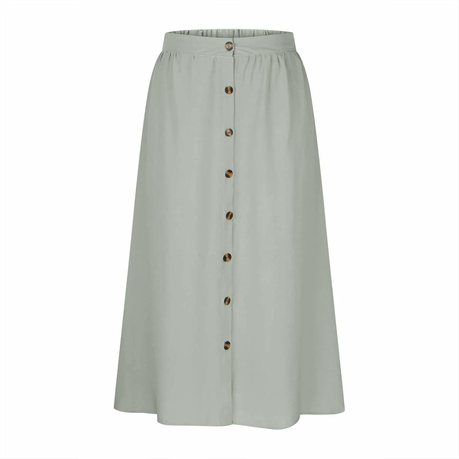Oplxuo Womens Casual Summer Skirts Front Button A-Line High Waisted Midi Skirt with Pockets