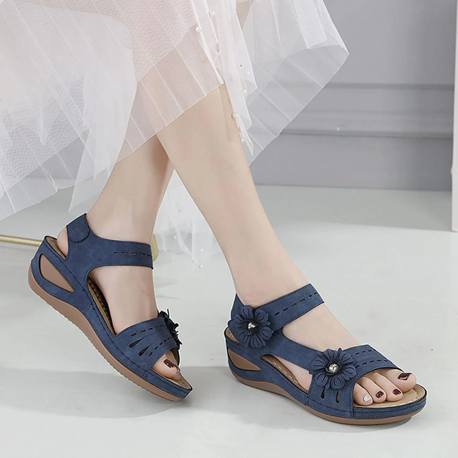 Orthopedic Slippers for Women 6 Wide All Black Orthopedic Shoes for Women Heeled Sandals for Women Arch Support Ladies Leather Sandals Plantar Fasciitis Sandals Closed Toe Black Shoes Women Dressy