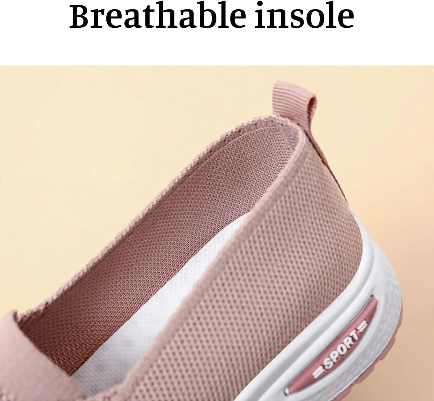 Orthopedic Sneakers for Women Slip On Lightweight Casual Loafers Breathable Mesh Knitted Woven Low Top Walking Shoes Arch Support Non-Slip Sneakers