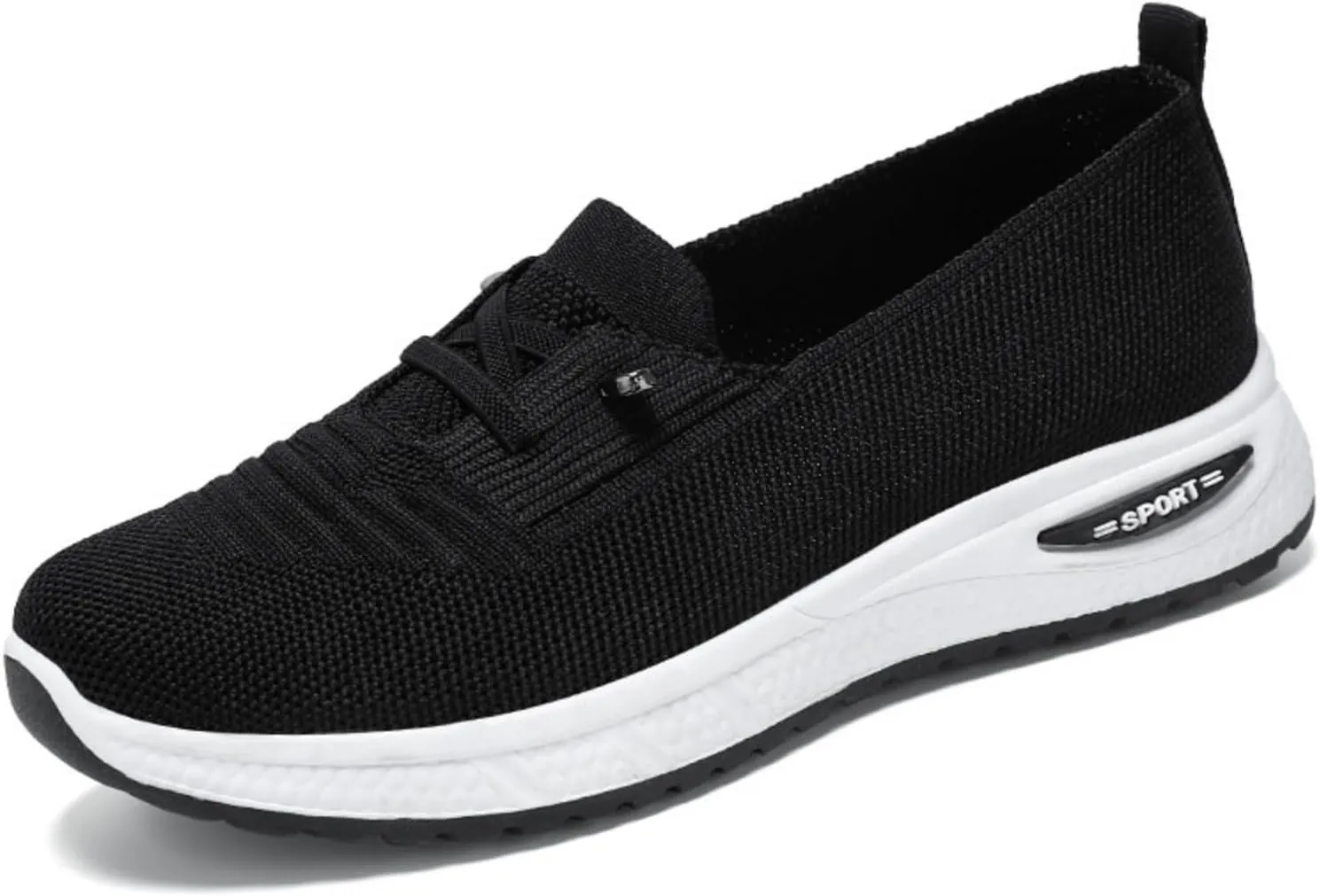 Orthopedic Sneakers for Women Slip On Lightweight Casual Loafers Breathable Mesh Knitted Woven Low Top Walking Shoes Arch Support Non-Slip Sneakers