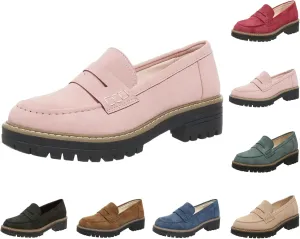 Orthoture-Orthopedic Platform Loafers Comfort Walking Shoes Womens Round Toe Slip on Loafers Lightweight Chunky Heel Shoes