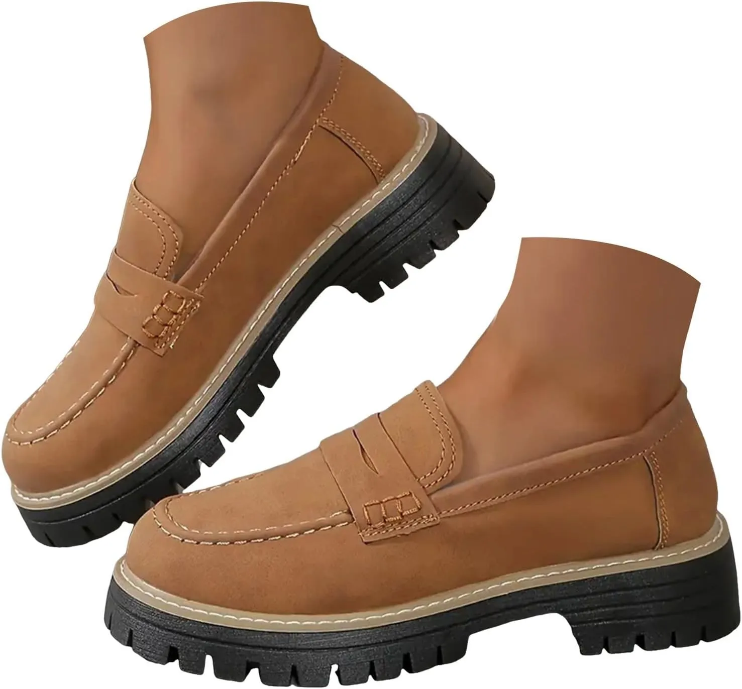 Orthoture-Orthopedic Platform Loafers Womens Round Toe Walking Shoes Comfort Lightweight Shoes Slip-on Casual Shoes