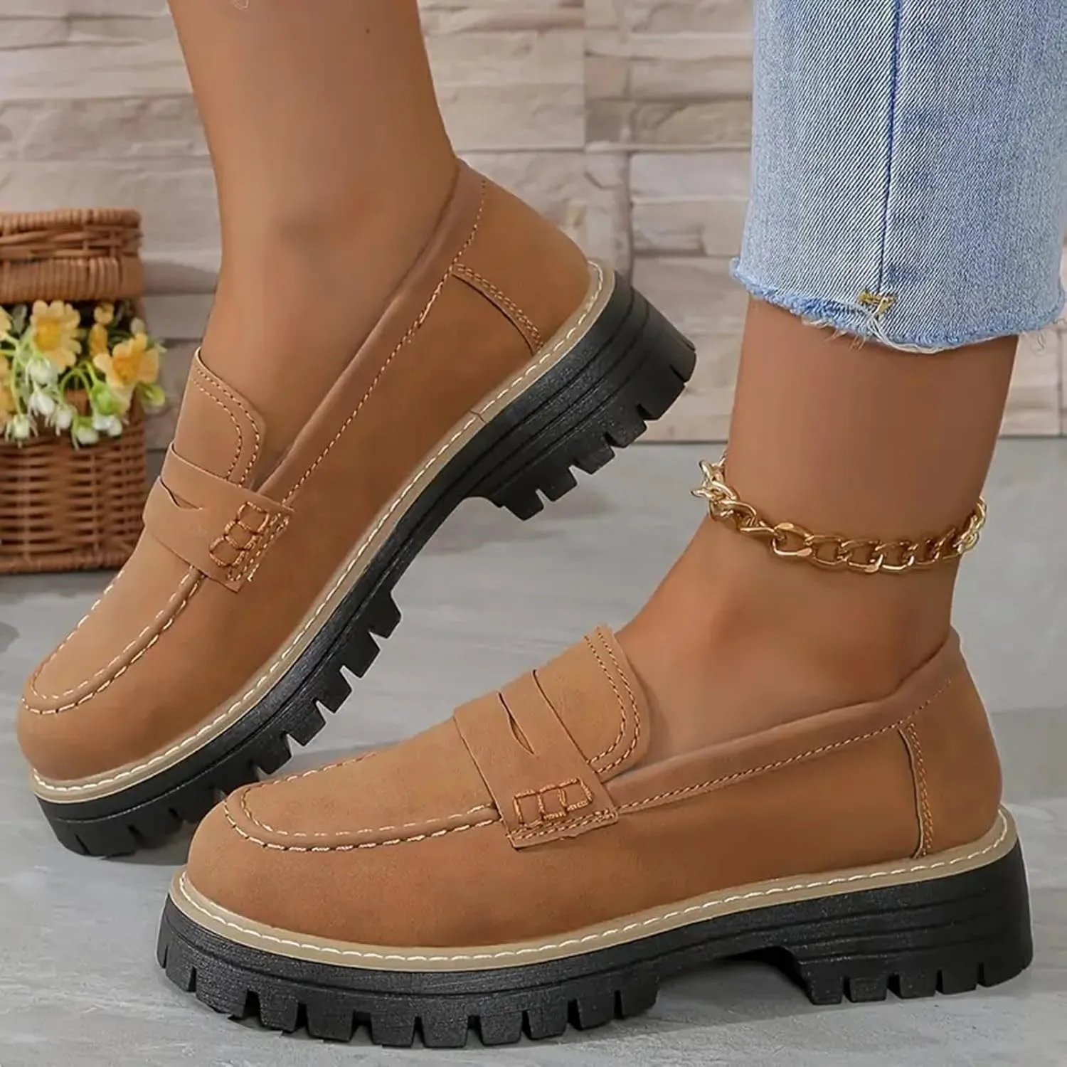 Orthoture-Orthopedic Platform Loafers Womens Round Toe Walking Shoes Comfort Lightweight Shoes Slip-on Casual Shoes