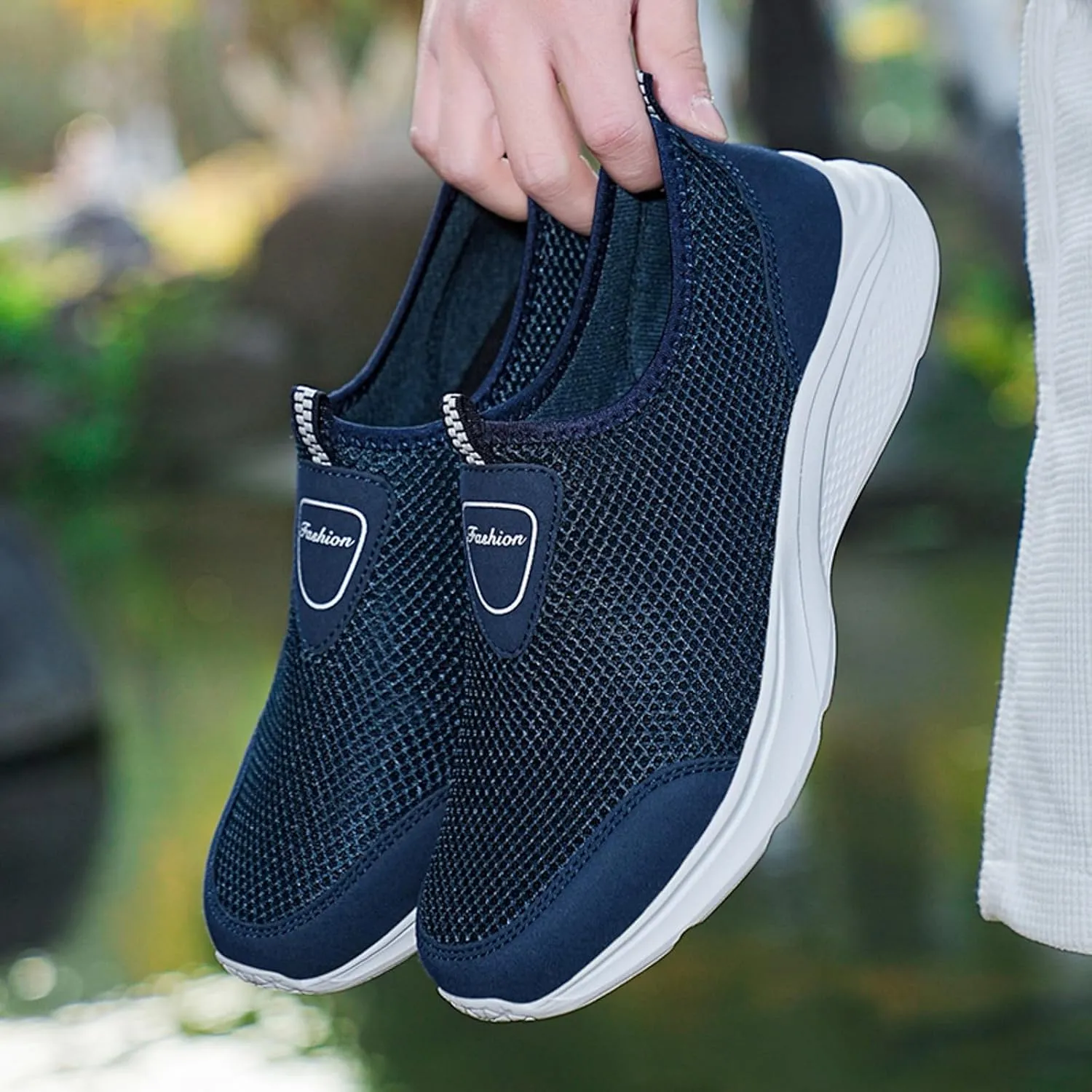 Outdoor Jogging Sneaker for Men Slip On Lightweight Breathable Fashion Sneaker Convenient Elderly Slip On Shoes