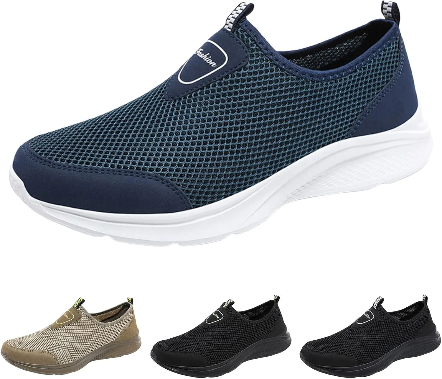 Outdoor Jogging Sneaker for Men Slip On Lightweight Breathable Fashion Sneaker Convenient Elderly Slip On Shoes