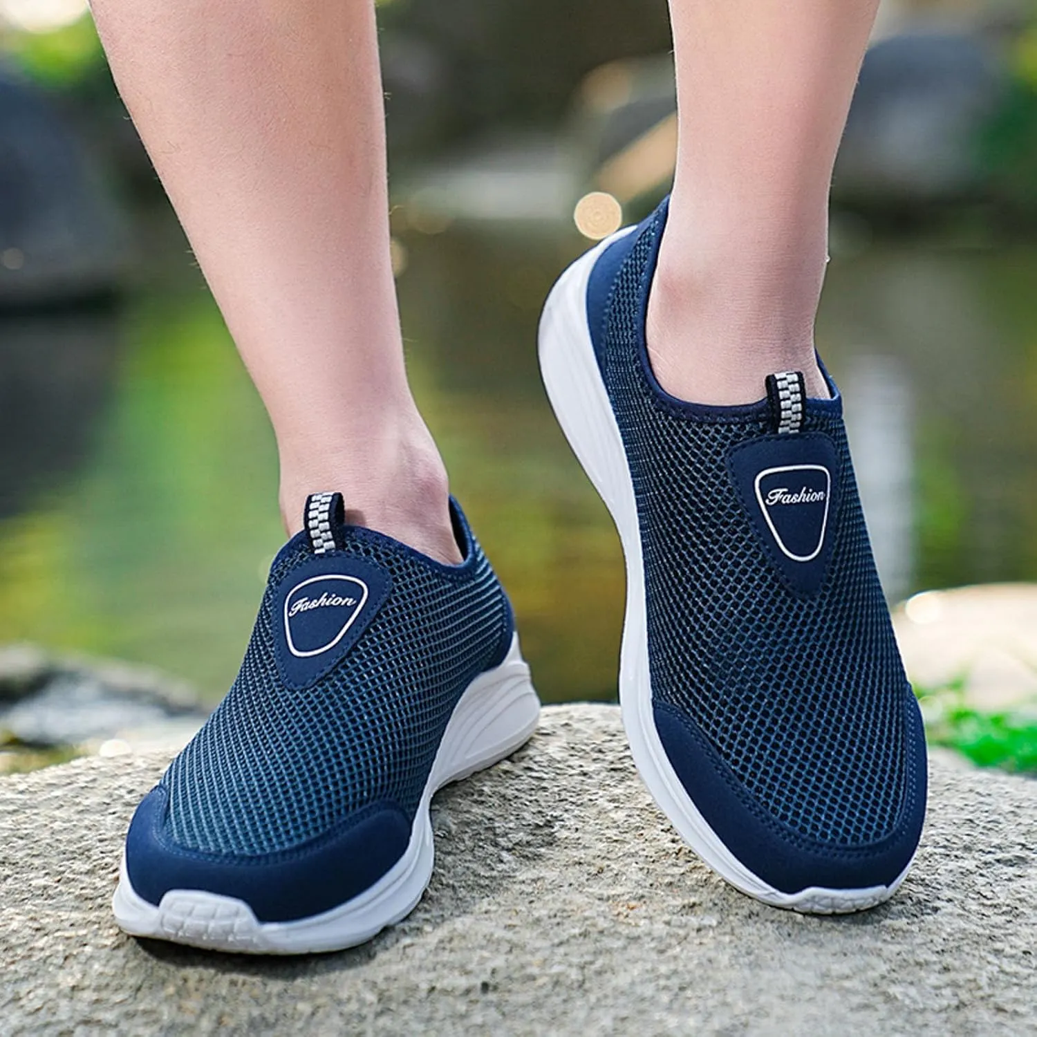 Outdoor Jogging Sneaker for Men Slip On Lightweight Breathable Fashion Sneaker Convenient Elderly Slip On Shoes