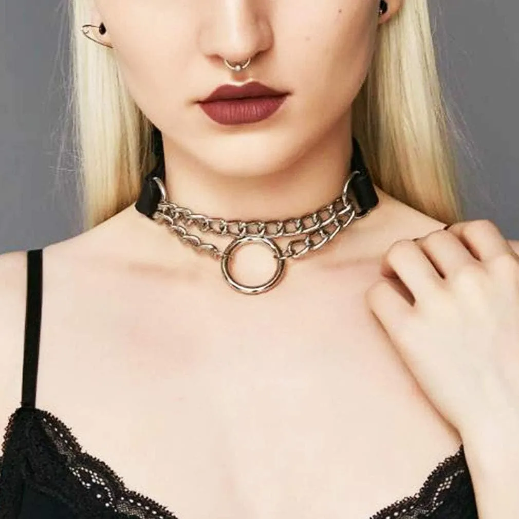Outman Adjustable Faux Leather Punk Choker Necklaces Goth Collar Necklaces for Women