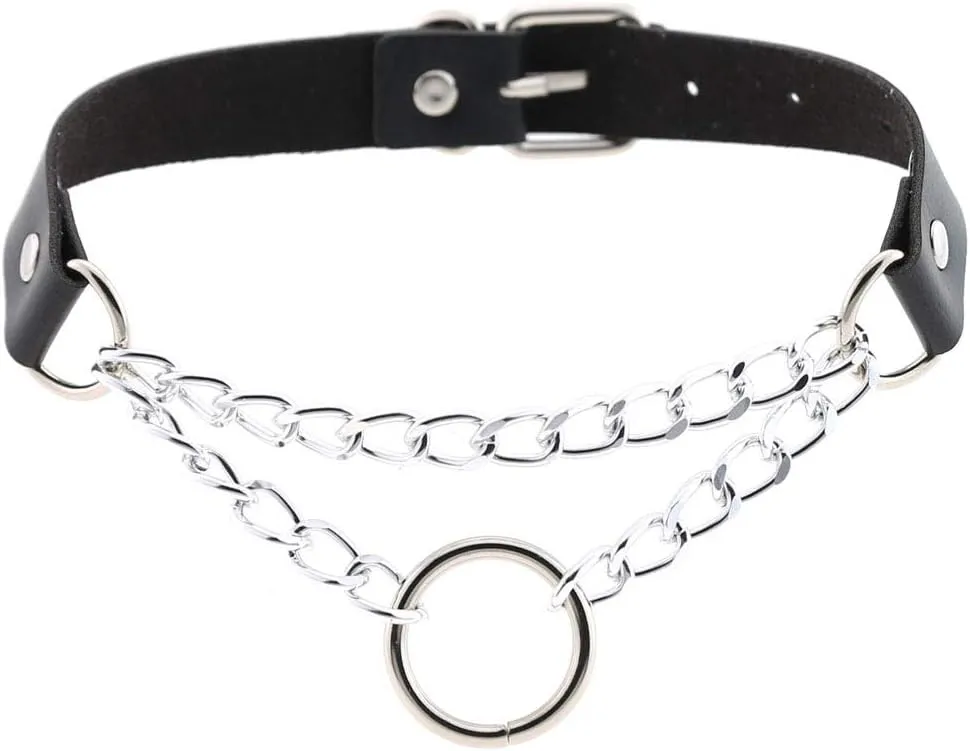 Outman Adjustable Faux Leather Punk Choker Necklaces Goth Collar Necklaces for Women