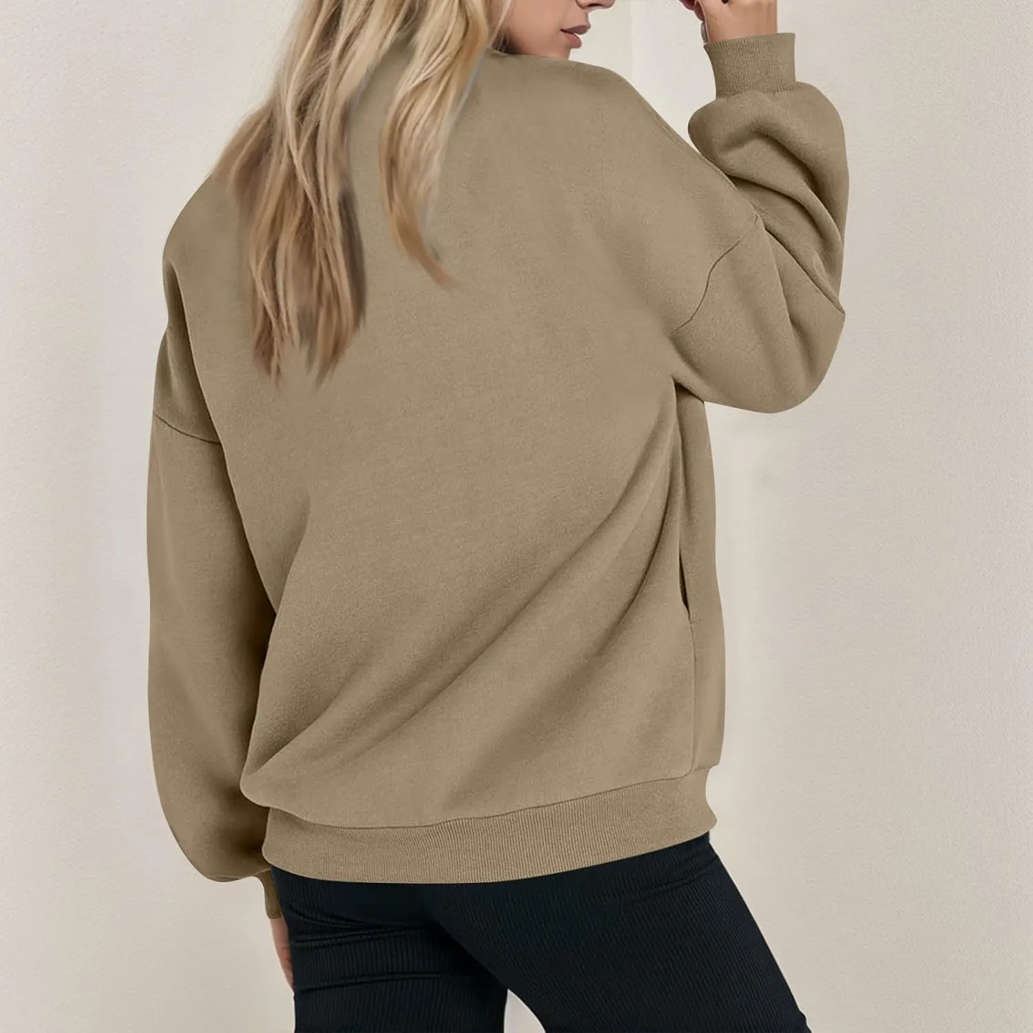 Oversized Zip Up Sweatshirt Women Bomber Fleece Zip Up Jacket Casual Athletic Workout Sweat Jackets with Pockets
