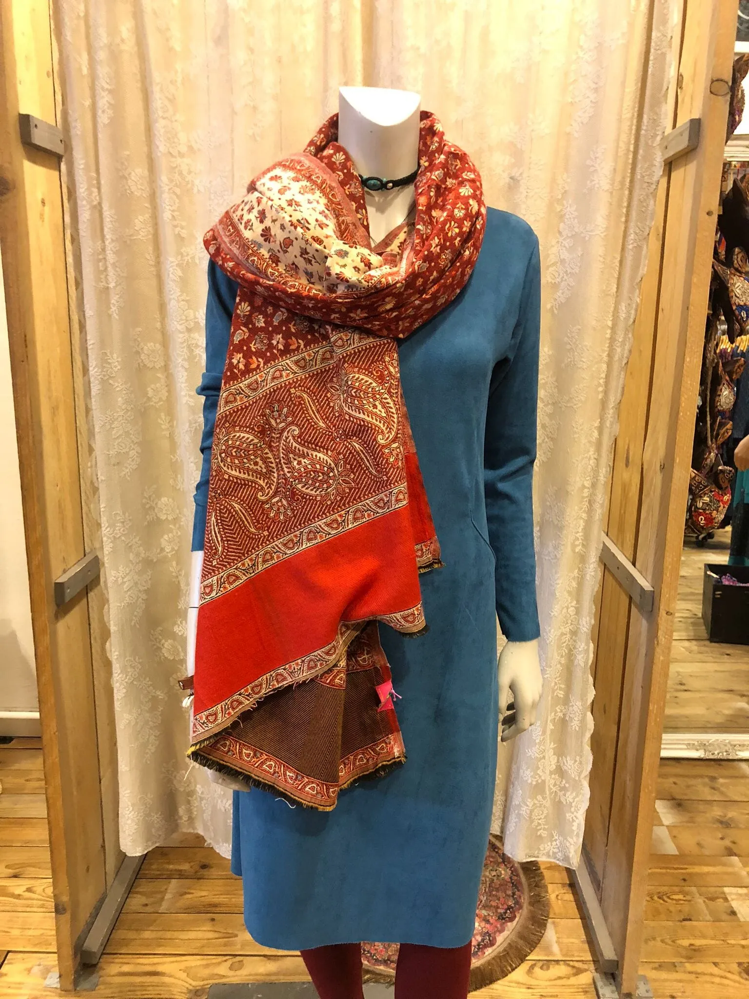 Paisley scarf- warm winter scarf - red sensation