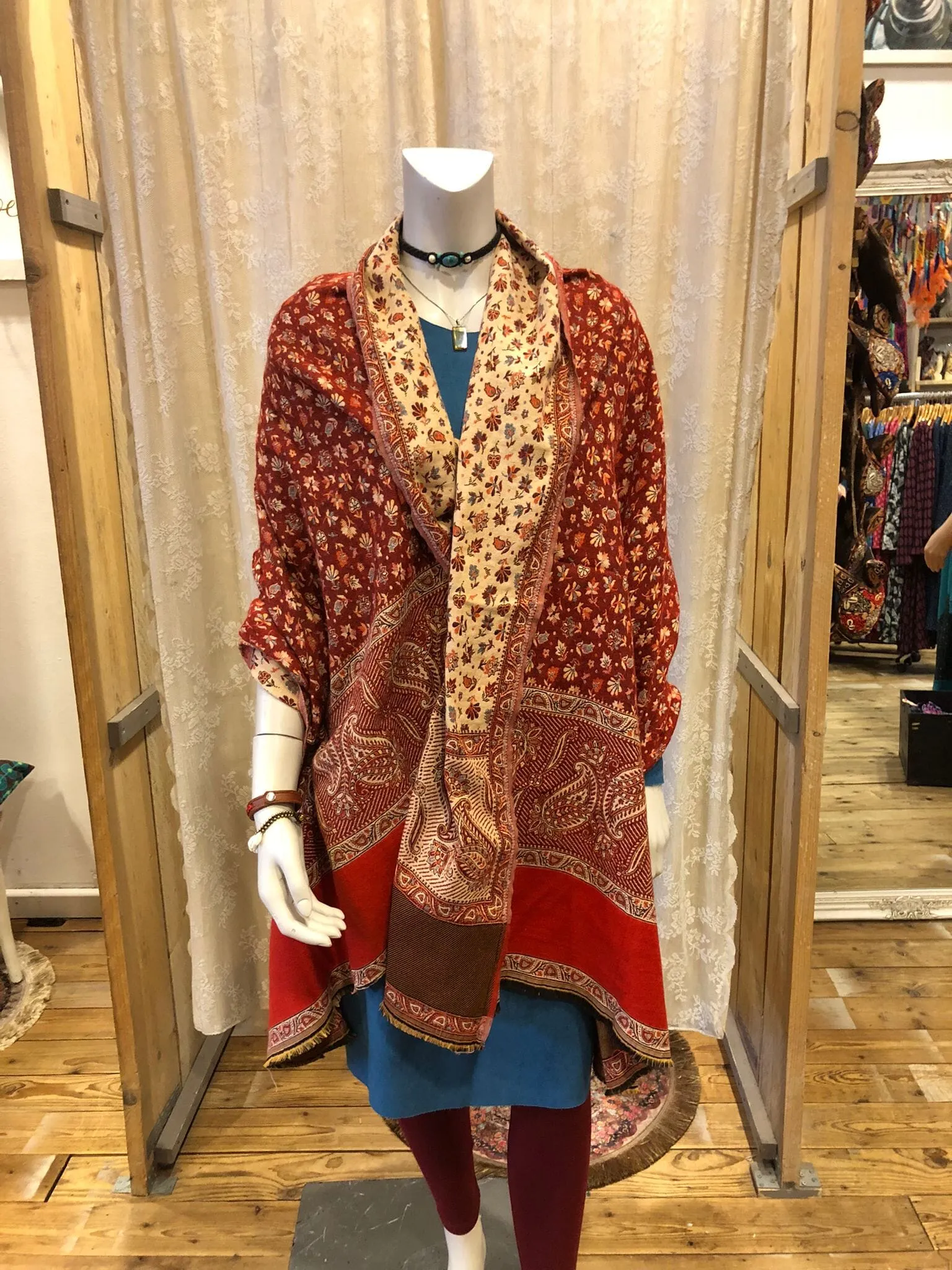 Paisley scarf- warm winter scarf - red sensation