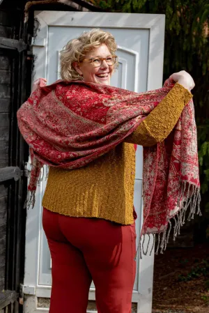 Paisley scarf- warm winter scarf - red sensation