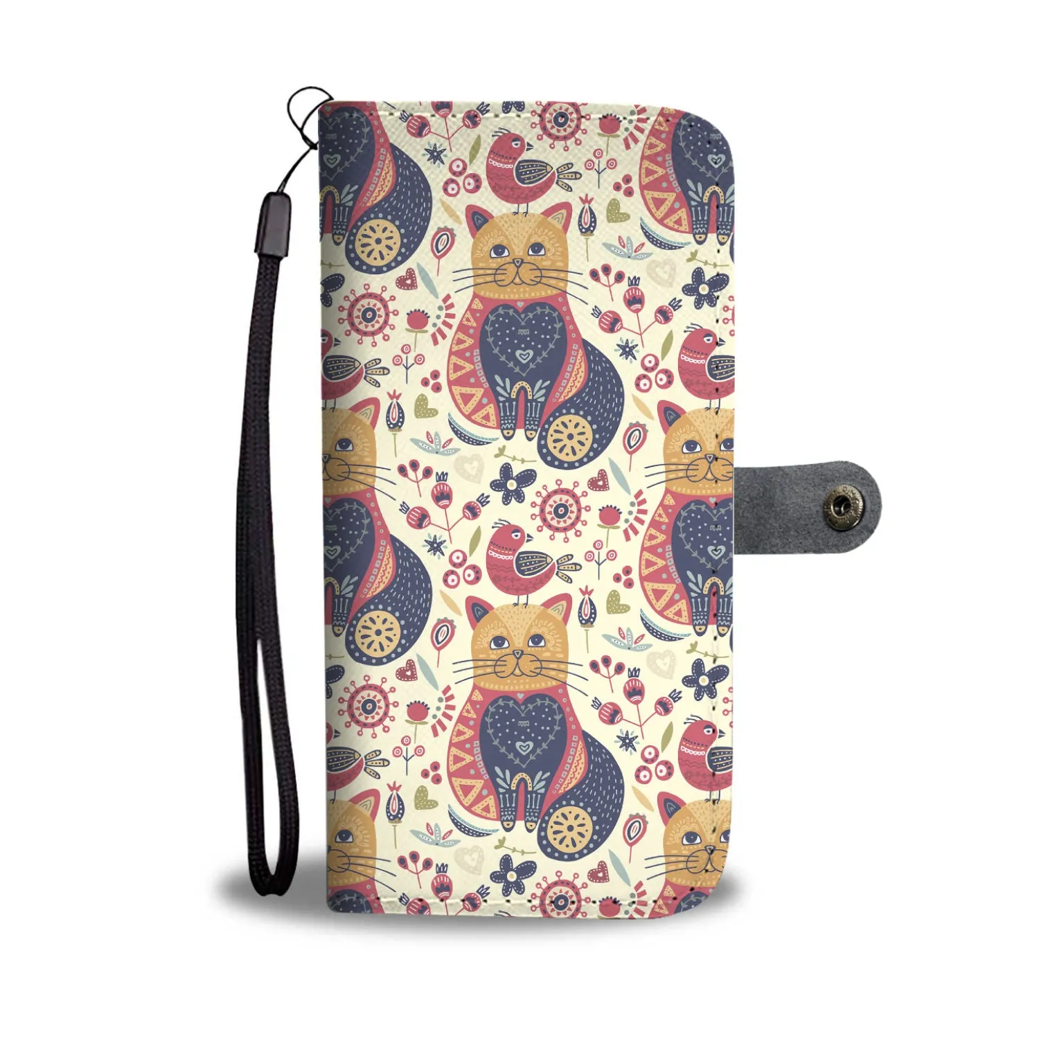 Pattern Cat Wallet Case
