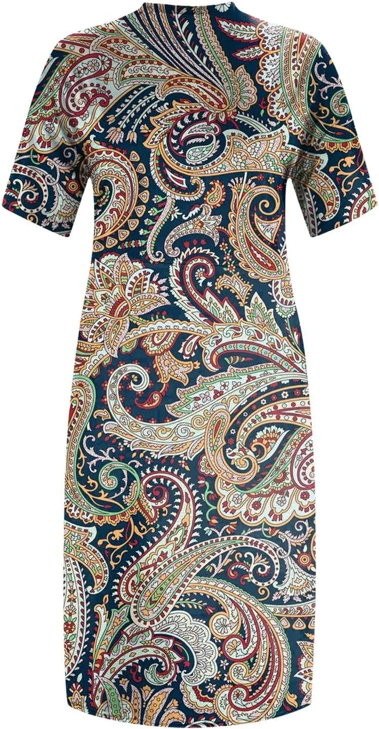 Plus Size Dresses for Curvy Women 2025 Summer Casual Short Sleeve Midi Dress with Pockets A Line T Shirt Beach Vacation Dress