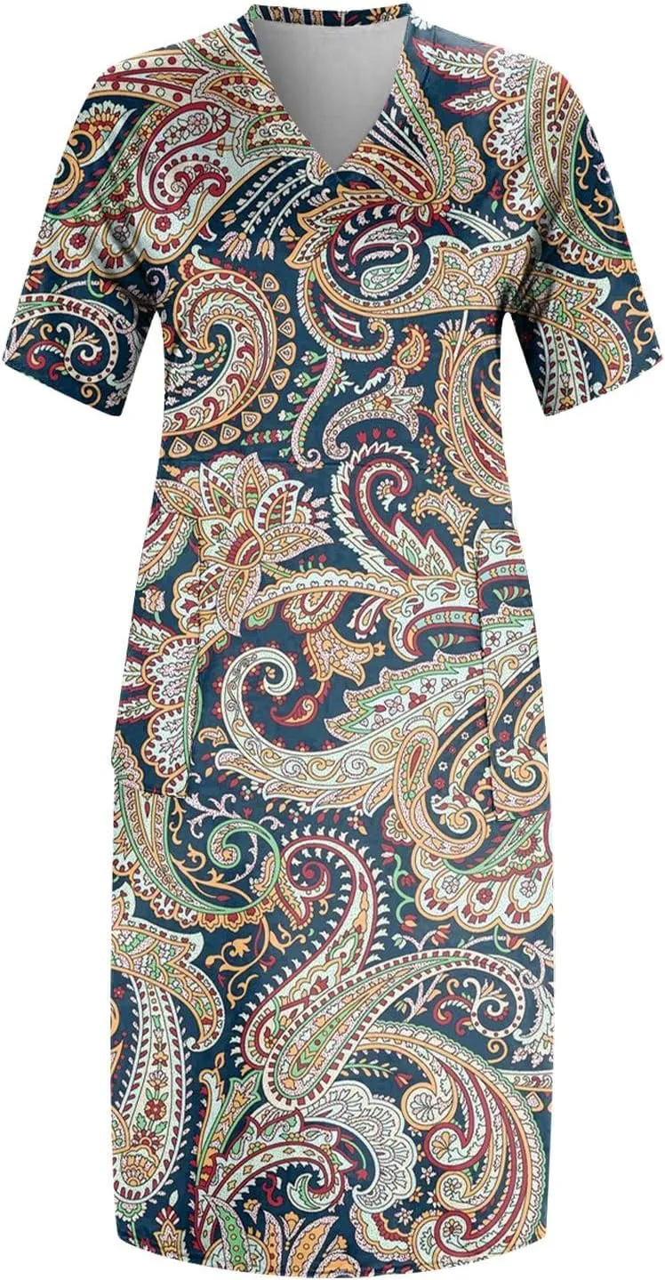 Plus Size Dresses for Curvy Women 2025 Summer Casual Short Sleeve Midi Dress with Pockets A Line T Shirt Beach Vacation Dress